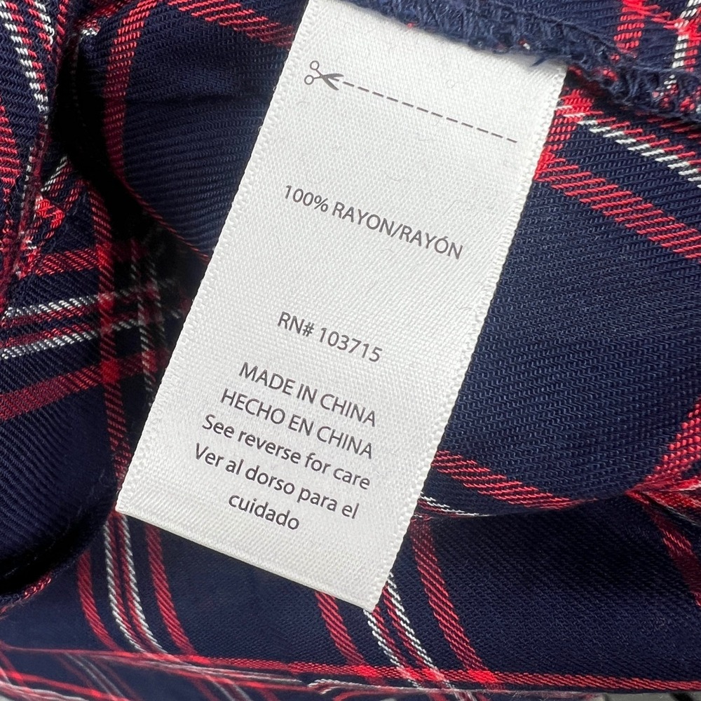 Zac & Rachel Plaid Button Down Shirt Size 2X Navy Red Rayon Lightweight NWT - Picture 9 of 10